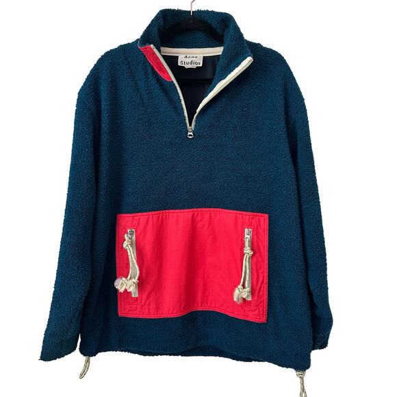 Acne Studios Faraz Patch Fleece Half Zip Jacket Size Small ($405) - Picture 4 of 12
